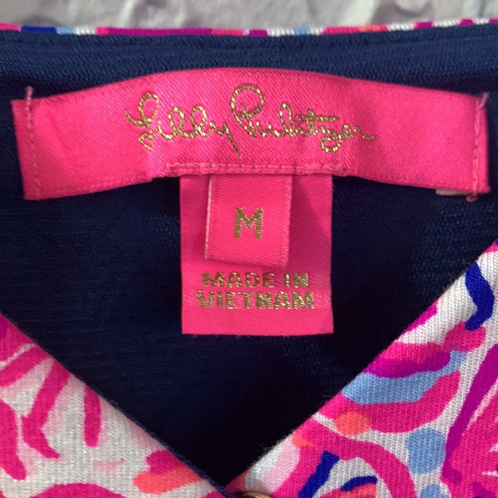 Lilly Pulitzer Dante Jumpsuit Navy Pink Medium High Tide Turtle Amazement Floral - Picture 2 of 15